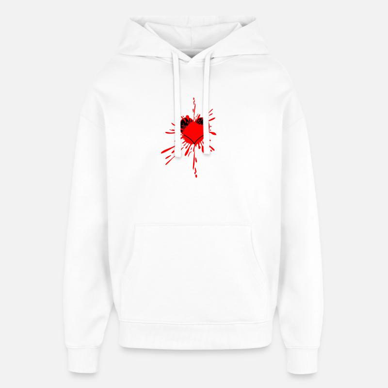 Art éclaboussé de cœur rouge - Sweat à capuche unisexe Stanley/Stella Oversized - blanc
