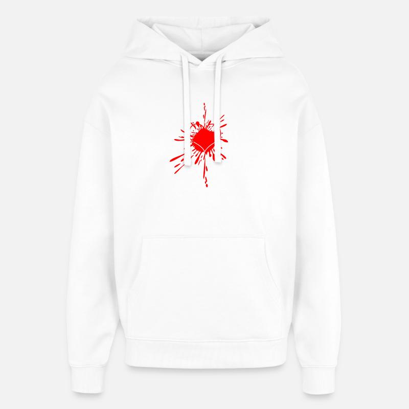 Herzspritzer Splatterkunst - Oversized Unisex Hoodie von Stanley/Stella - Weiß