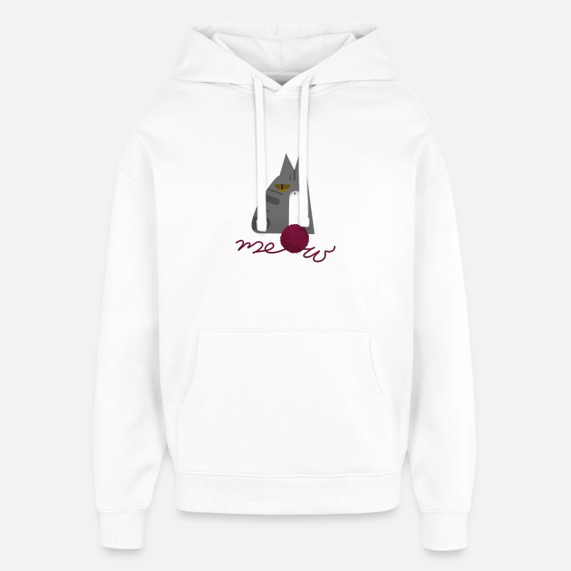 Chaton (gris) - Sweat à capuche unisexe Stanley/Stella Oversized - blanc