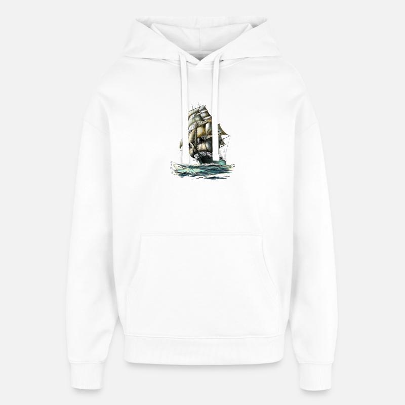 sailing ship - Hættetrøje unisex Stanley/Stella Oversized - hvid