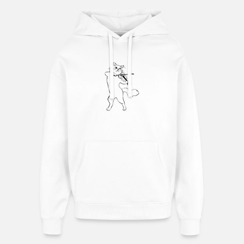 Chat avec violon - Sweat à capuche unisexe Stanley/Stella Oversized - blanc