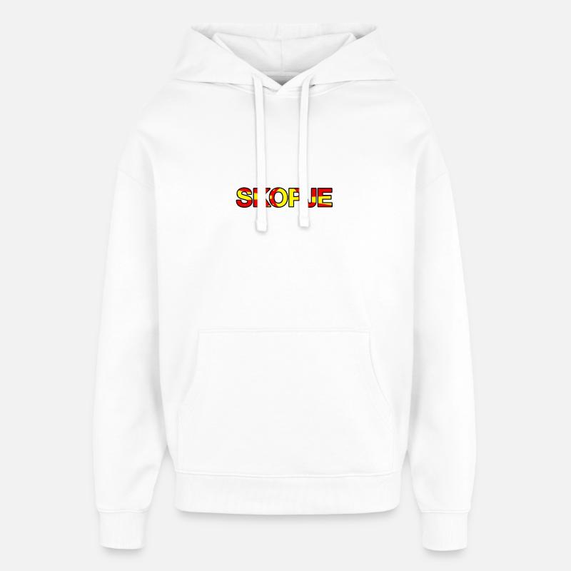 Motif du drapeau de Skopje - Sweat à capuche unisexe Stanley/Stella Oversized - blanc