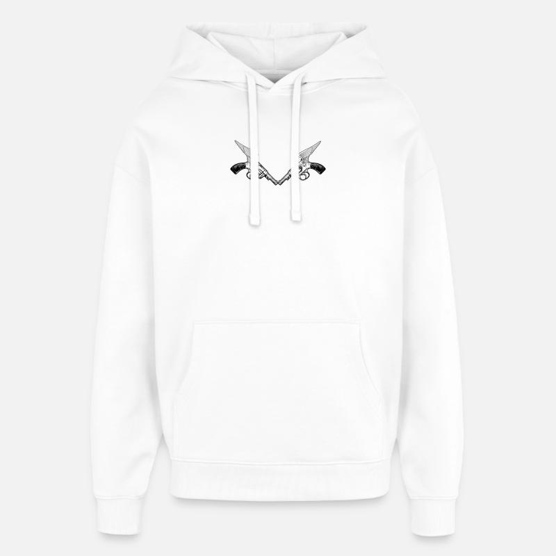 Graphismes des ailes à double tourelle - Sweat à capuche unisexe Stanley/Stella Oversized - blanc