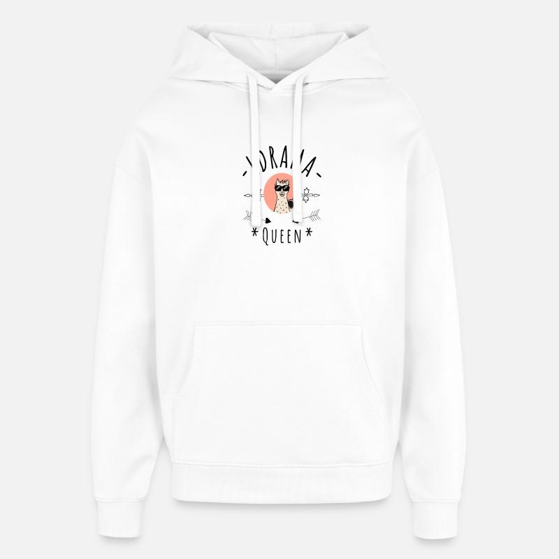 Pas de drame Llama Queen - Sweat à capuche unisexe Stanley/Stella Oversized - blanc
