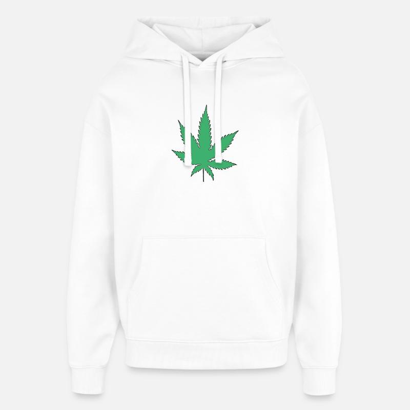 Feuille de cannabis - Sweat à capuche unisexe Stanley/Stella Oversized - blanc