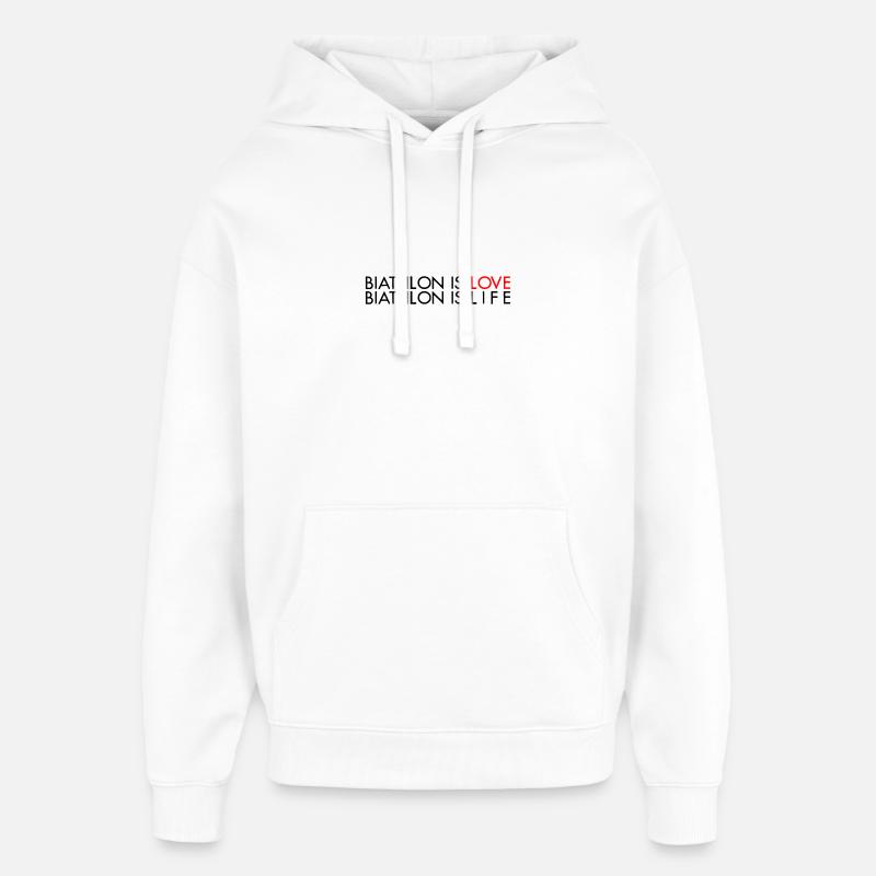 Le biathlon c'est l'amour - Sweat à capuche unisexe Stanley/Stella Oversized - blanc