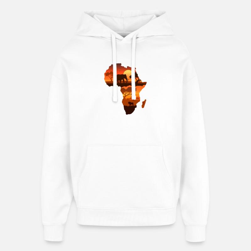Carte du safari africain - Sweat à capuche unisexe Stanley/Stella Oversized - blanc