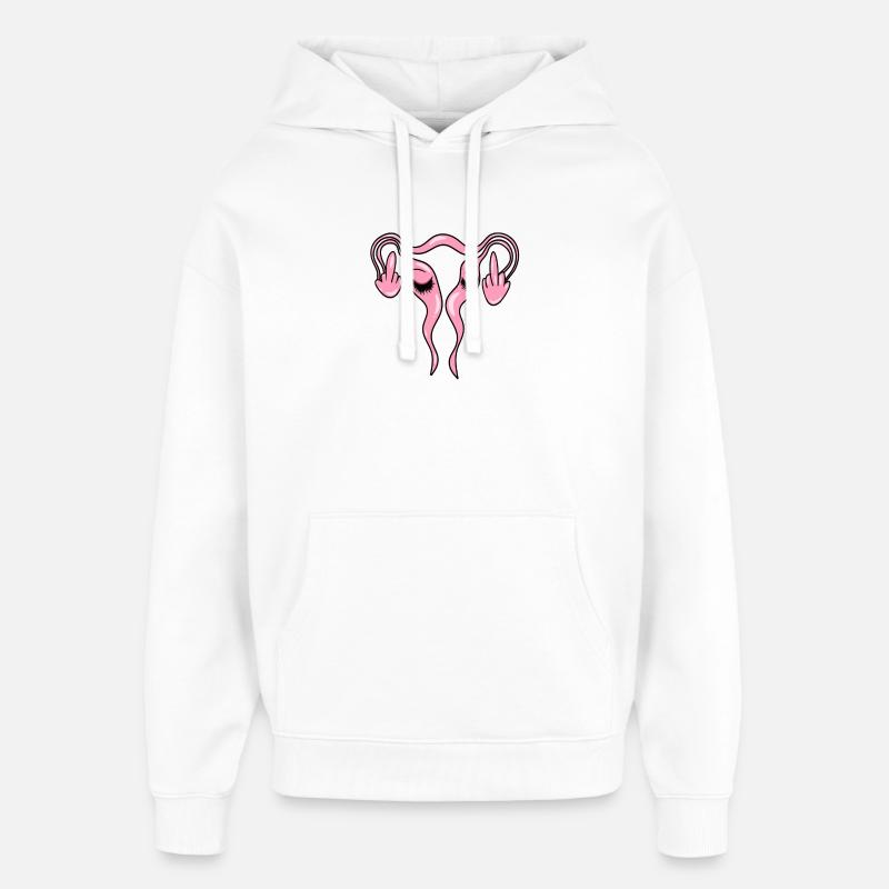 Utérus du majeur avec cils - Sweat à capuche unisexe Stanley/Stella Oversized - blanc