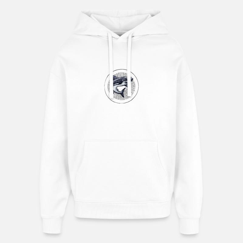 Dancing Shark - Sweat à capuche unisexe Stanley/Stella Oversized - blanc