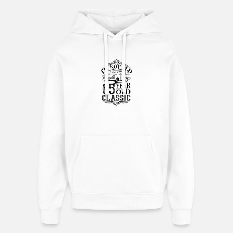 65e anniversaire classique oldtimer - Sweat à capuche unisexe Stanley/Stella Oversized - blanc