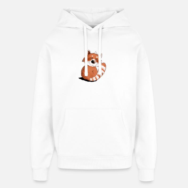 Droll Red Panda I Faune - Sweat à capuche unisexe Stanley/Stella Oversized - blanc