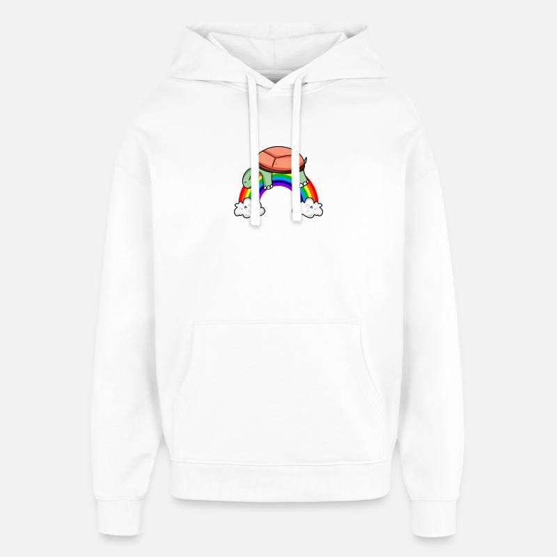 Rainbow Turtle - Oversized Unisex Hoodie by Stanley/Stella - white