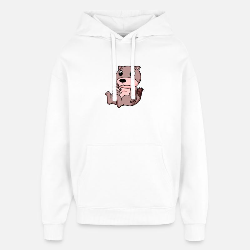 Belette avec bébé belette - Sweat à capuche unisexe Stanley/Stella Oversized - blanc