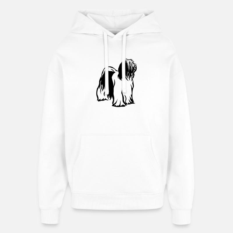 Terrier tibétain - Sweat à capuche unisexe Stanley/Stella Oversized - blanc