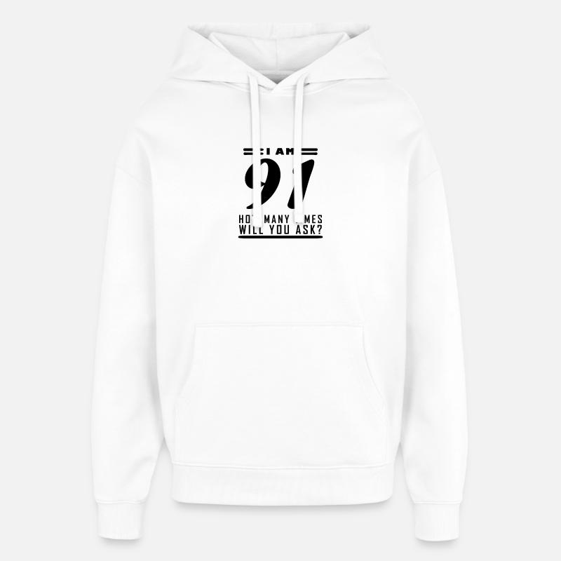 J’ai 91 ans – 91e anniversaire - Sweat à capuche unisexe Stanley/Stella Oversized - blanc