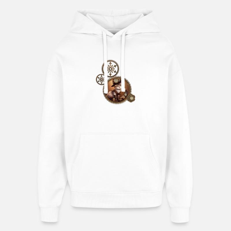 Petit chaton steampunk - Sweat à capuche unisexe Stanley/Stella Oversized - blanc