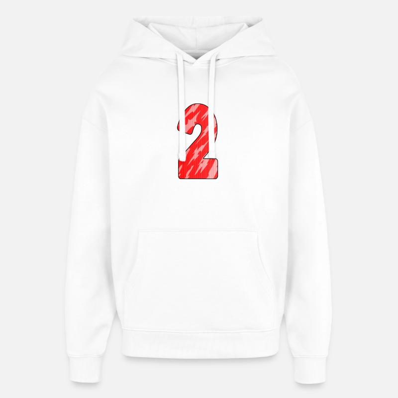 Nummer 2 Rot Muster - Oversized Unisex Hoodie von Stanley/Stella - Weiß