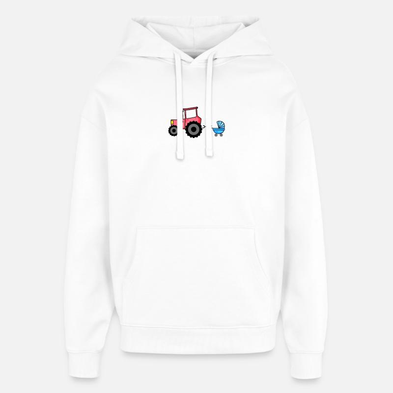 Tracteur avec chariot bébé - Sweat à capuche unisexe Stanley/Stella Oversized - blanc