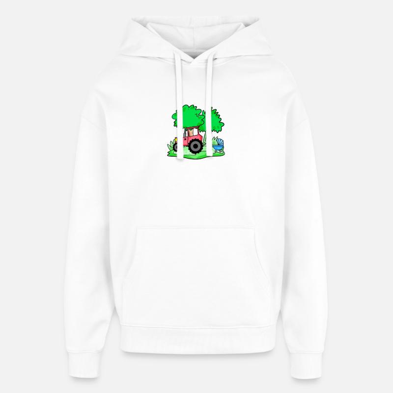 Tracteur avec chariot bébé - Sweat à capuche unisexe Stanley/Stella Oversized - blanc