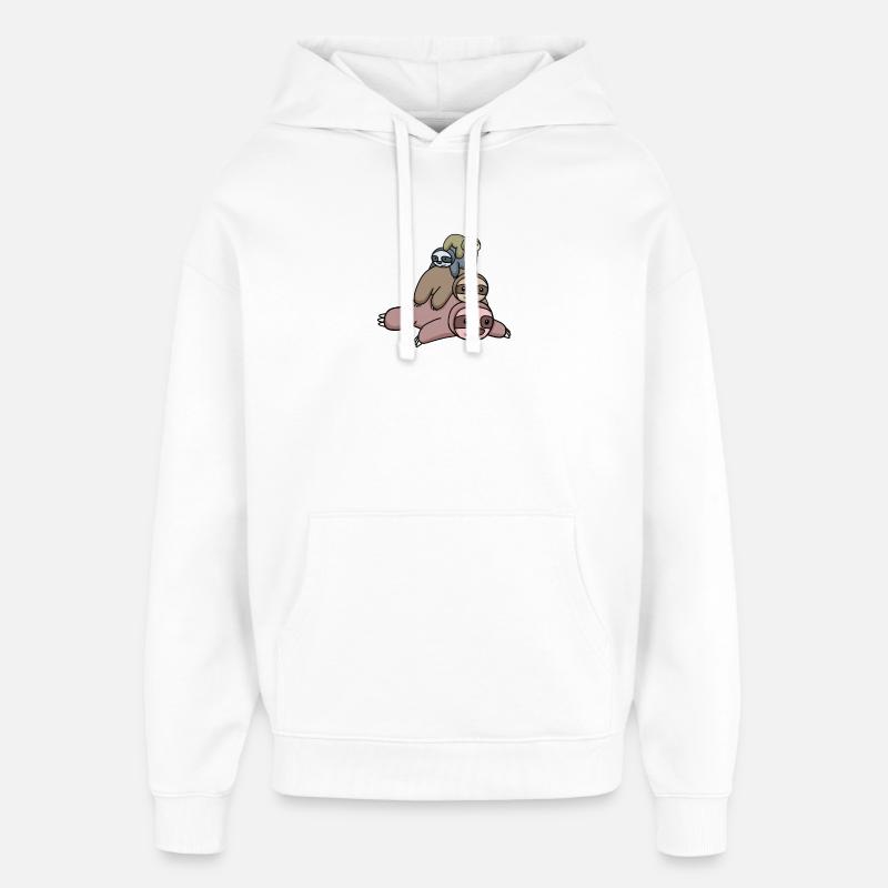 Paresseux mignons - Sweat à capuche unisexe Stanley/Stella Oversized - blanc