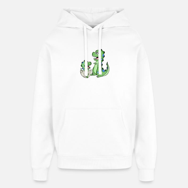 Dinosaure avec bébé dinosaure - Sweat à capuche unisexe Stanley/Stella Oversized - blanc