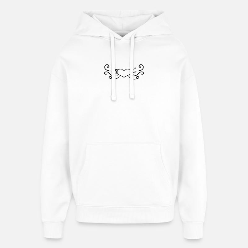 Cœur Noir - Sweat à capuche unisexe Stanley/Stella Oversized - blanc