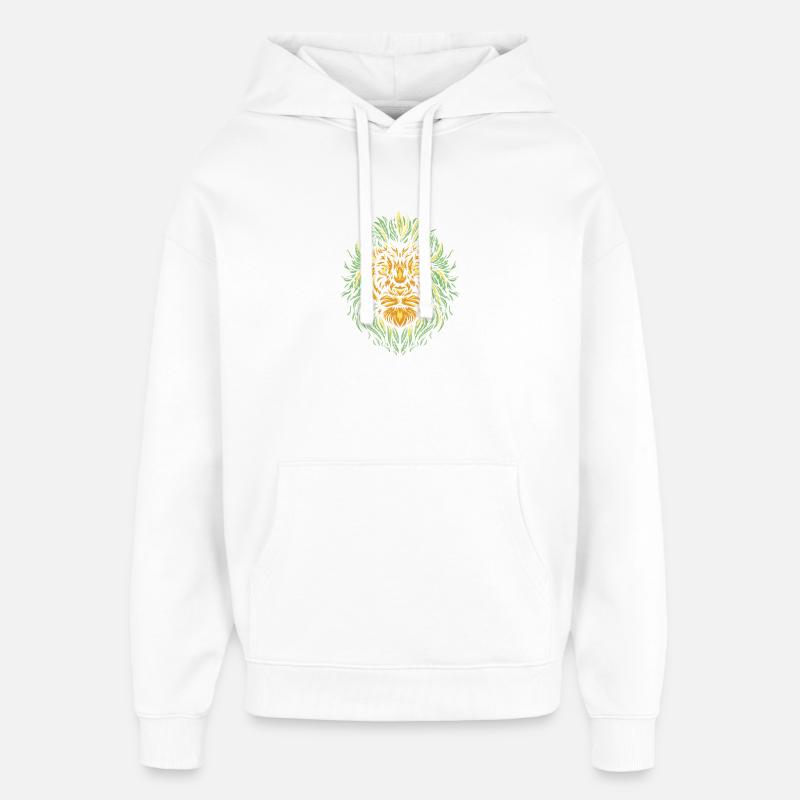 Masque vert feuille lion feuille - Sweat à capuche unisexe Stanley/Stella Oversized - blanc