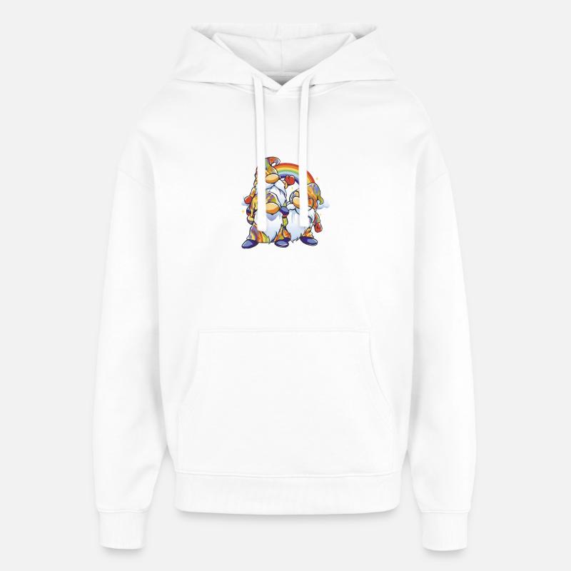 Duo Gnome Arc-en-ciel - Sweat à capuche unisexe Stanley/Stella Oversized - blanc