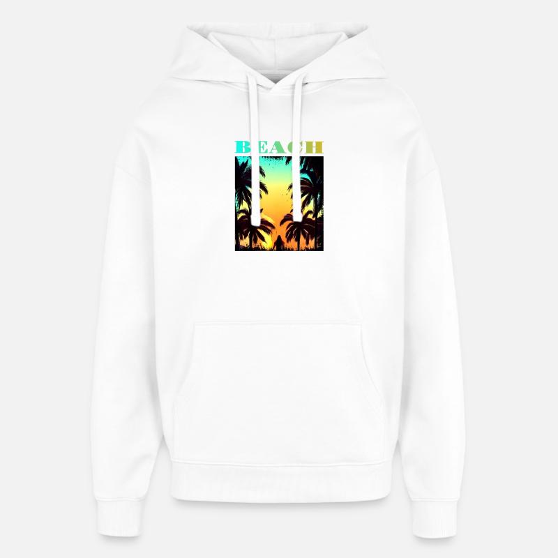 Plage de Palm Sunset - Sweat à capuche unisexe Stanley/Stella Oversized - blanc