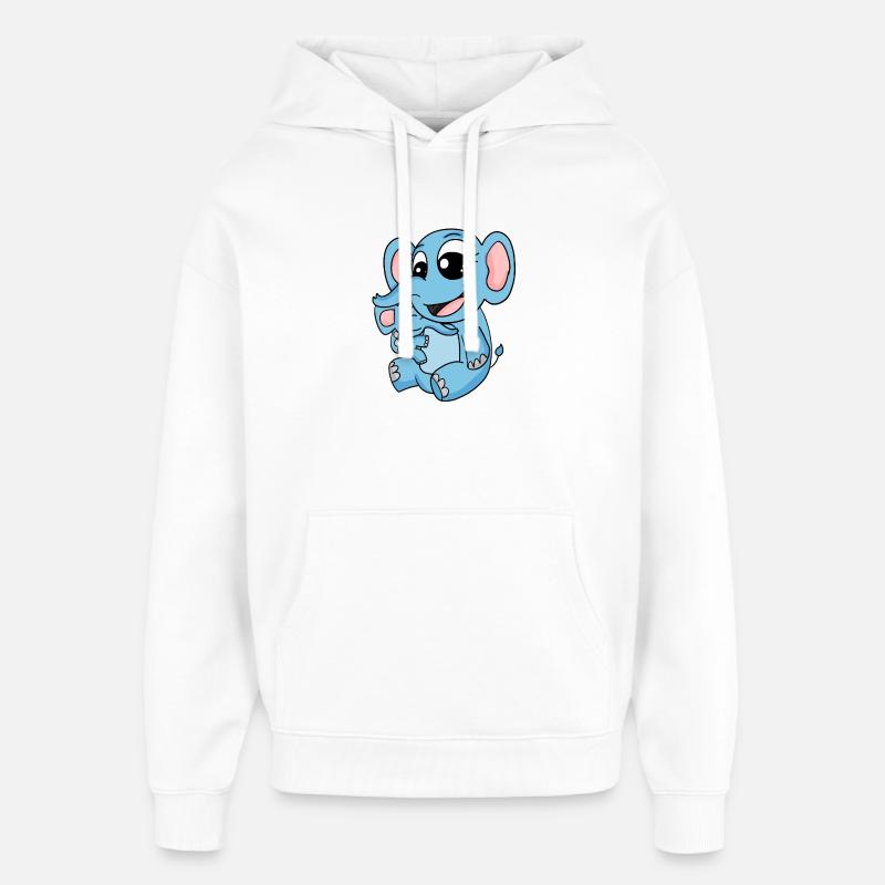 Famille - Eléphant avec bébé éléphant - Sweat à capuche unisexe Stanley/Stella Oversized - blanc