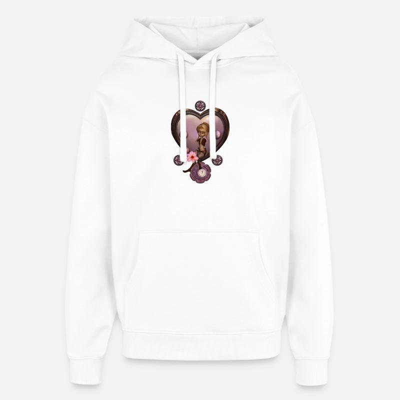 Merveilleux cœur steampunk avec fée - Sweat à capuche unisexe Stanley/Stella Oversized - blanc