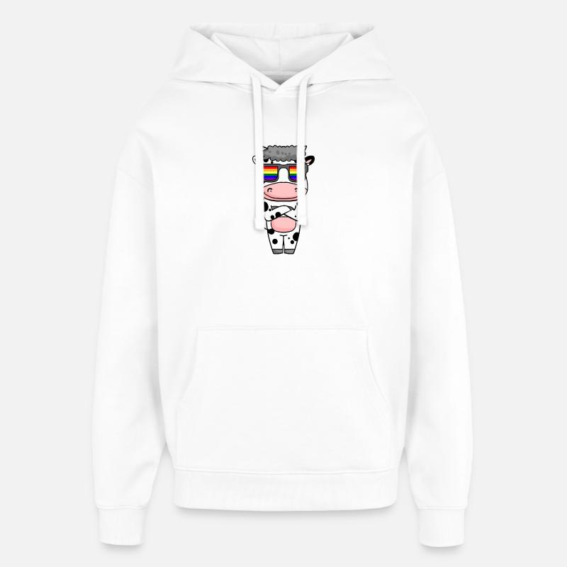 Gay Rainbow - Vache à lunettes - Sweat à capuche unisexe Stanley/Stella Oversized - blanc
