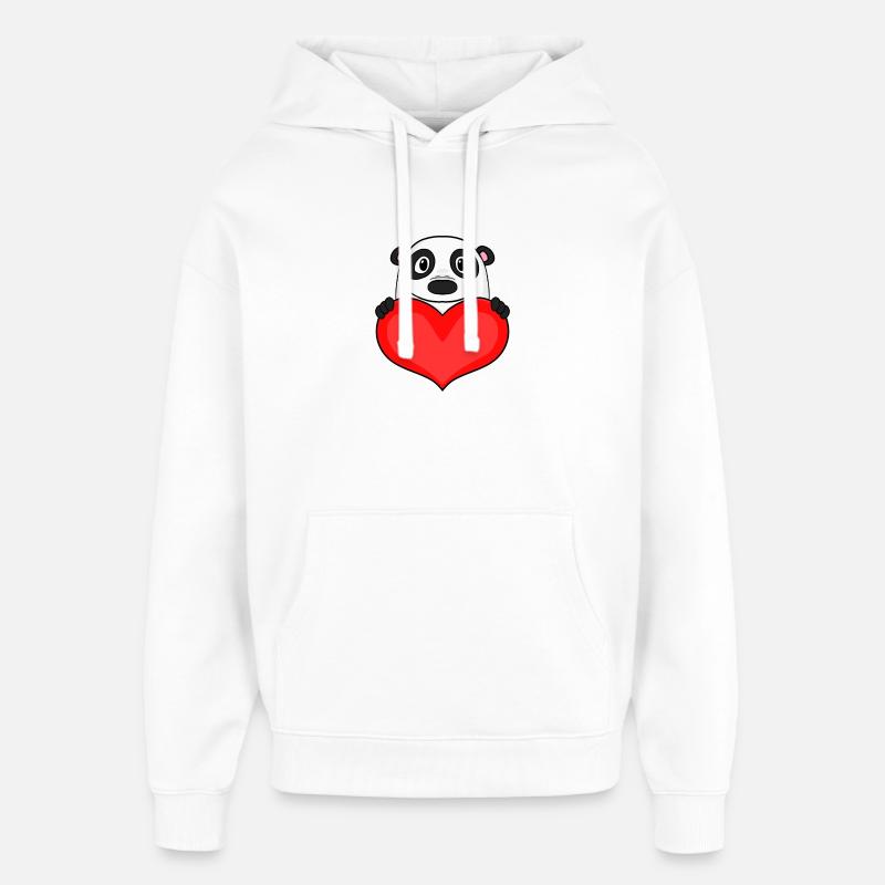 Panda avec cœur - Love Romantic - Sweat à capuche unisexe Stanley/Stella Oversized - blanc