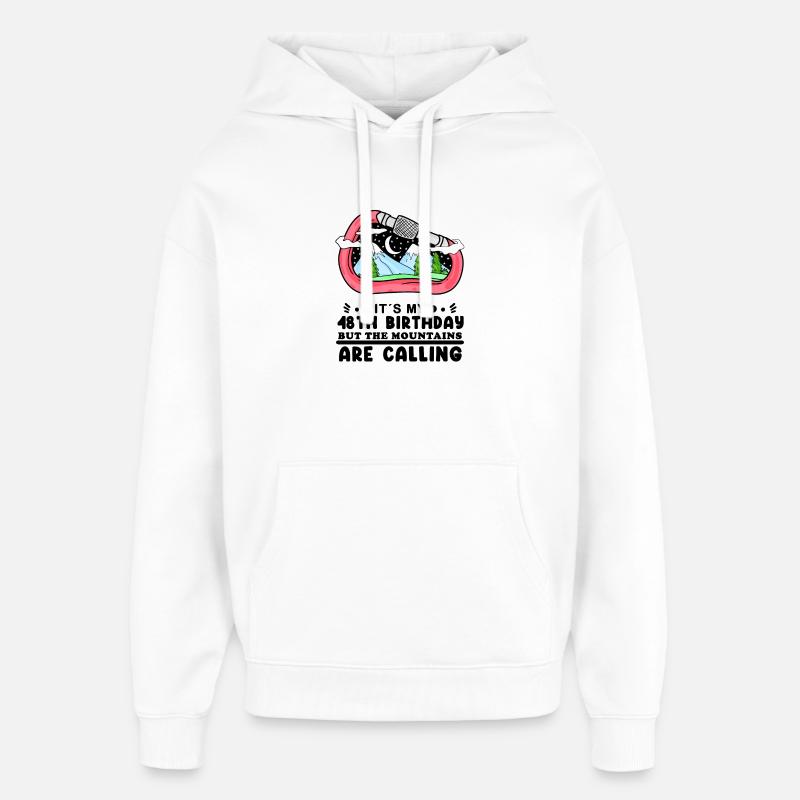 48e anniversaire Wanderer Bergberge - Sweat à capuche unisexe Stanley/Stella Oversized - blanc