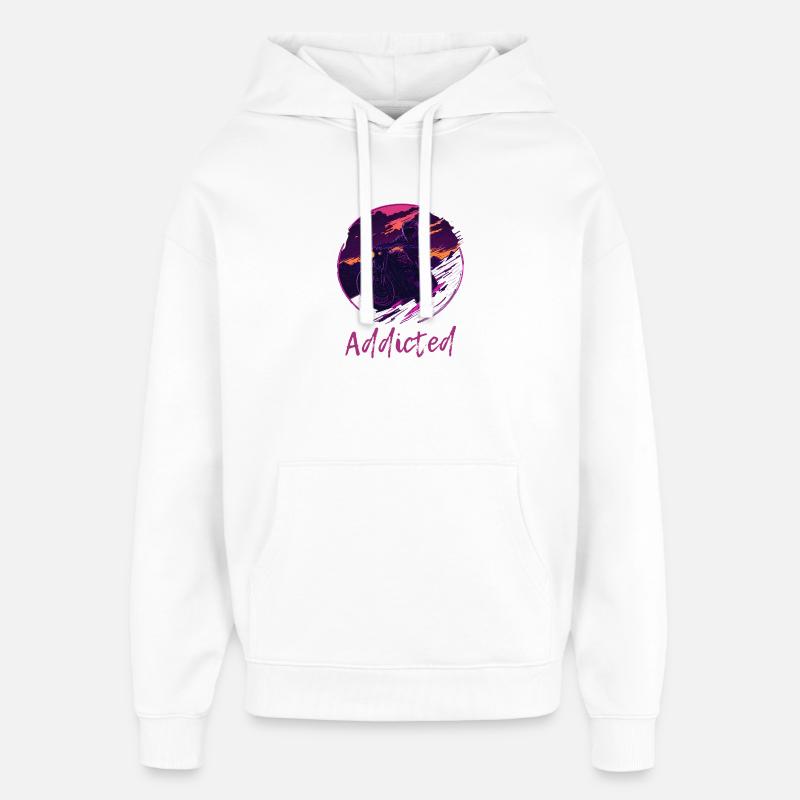 Synthwave Motorcycle Addicted - Oversized Unisex Hoodie von Stanley/Stella - Weiß