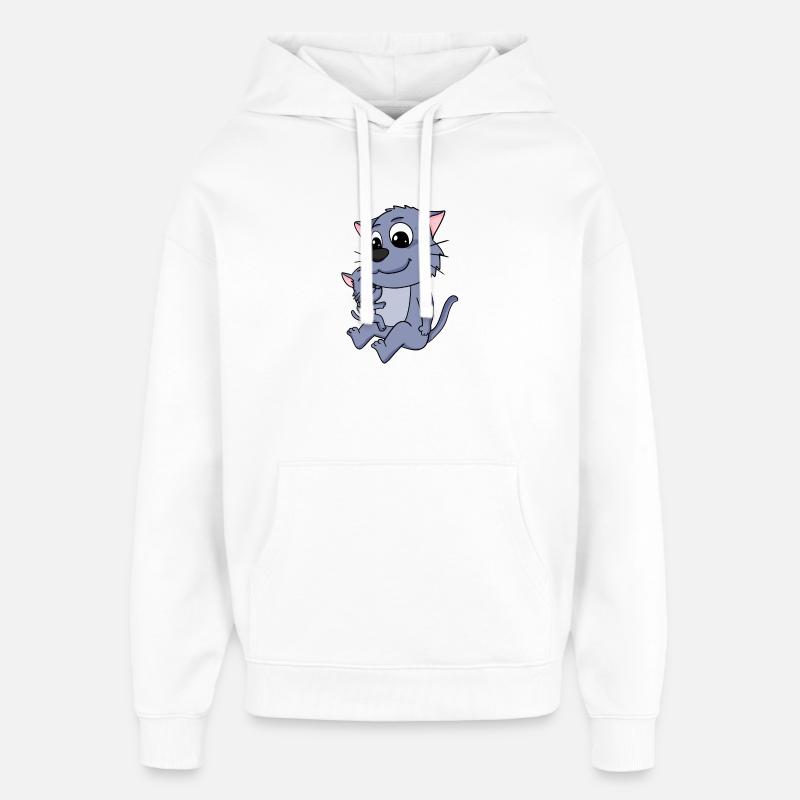 Famille de chats - Chat avec bébé - Sweat à capuche unisexe Stanley/Stella Oversized - blanc