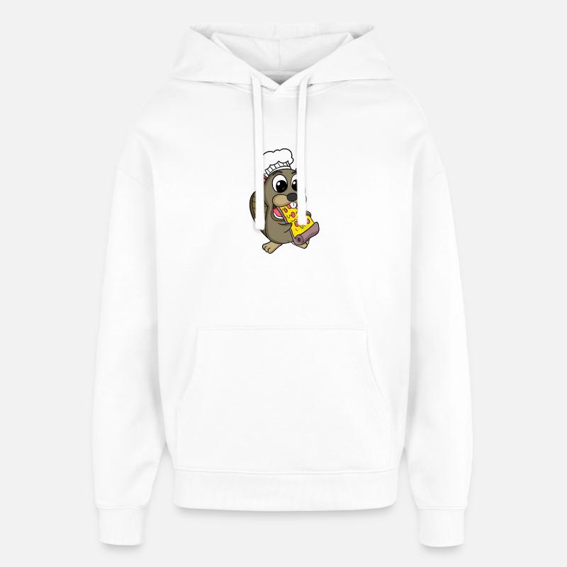 Pizza au castor gourmet - Sweat à capuche unisexe Stanley/Stella Oversized - blanc