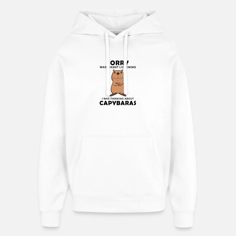 Capybara Wasserschwein Capybaras - Sweat à capuche unisexe Stanley/Stella Oversized - blanc
