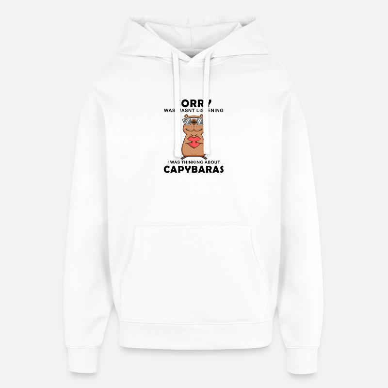 Capybara Wasserschwein Capybaras - Sweat à capuche unisexe Stanley/Stella Oversized - blanc