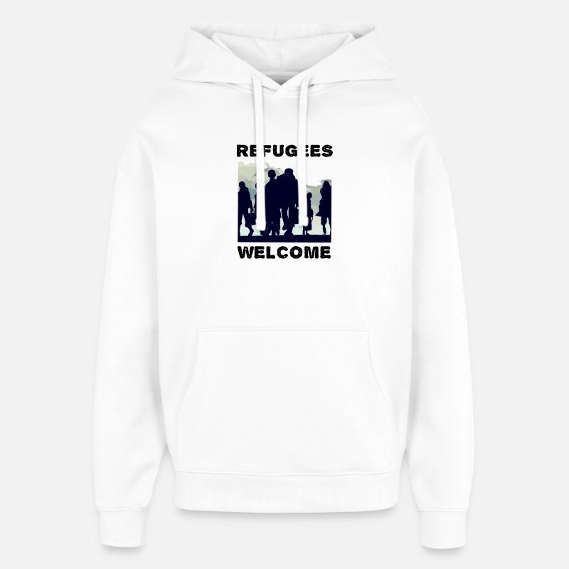 Les réfugiés accueillent la solidarité - Sweat à capuche unisexe Stanley/Stella Oversized - blanc