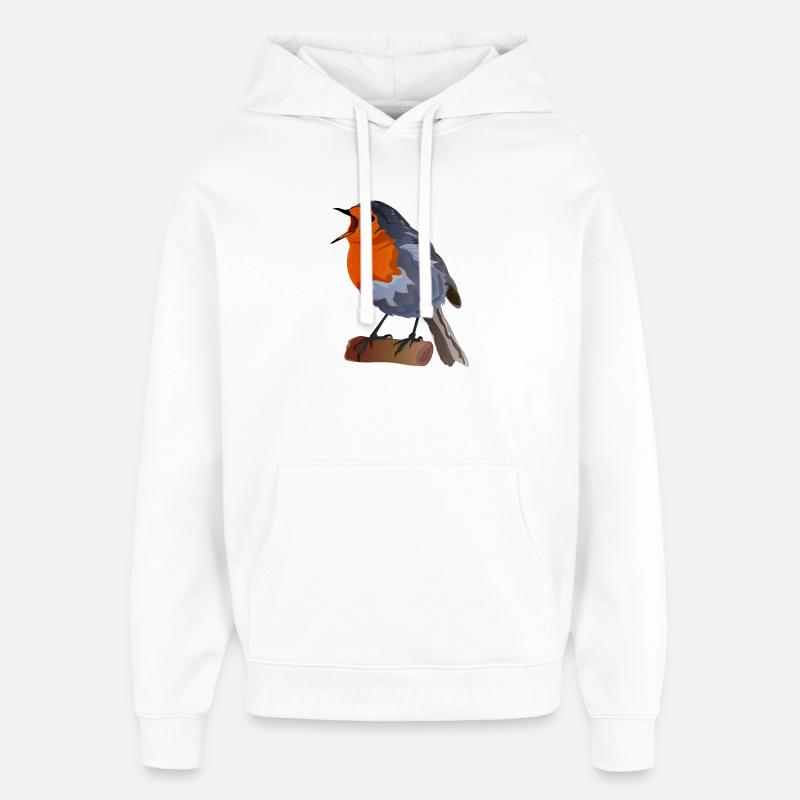 Robin Bird Illustration über Textil - Oversized Unisex Hoodie von Stanley/Stella - Weiß