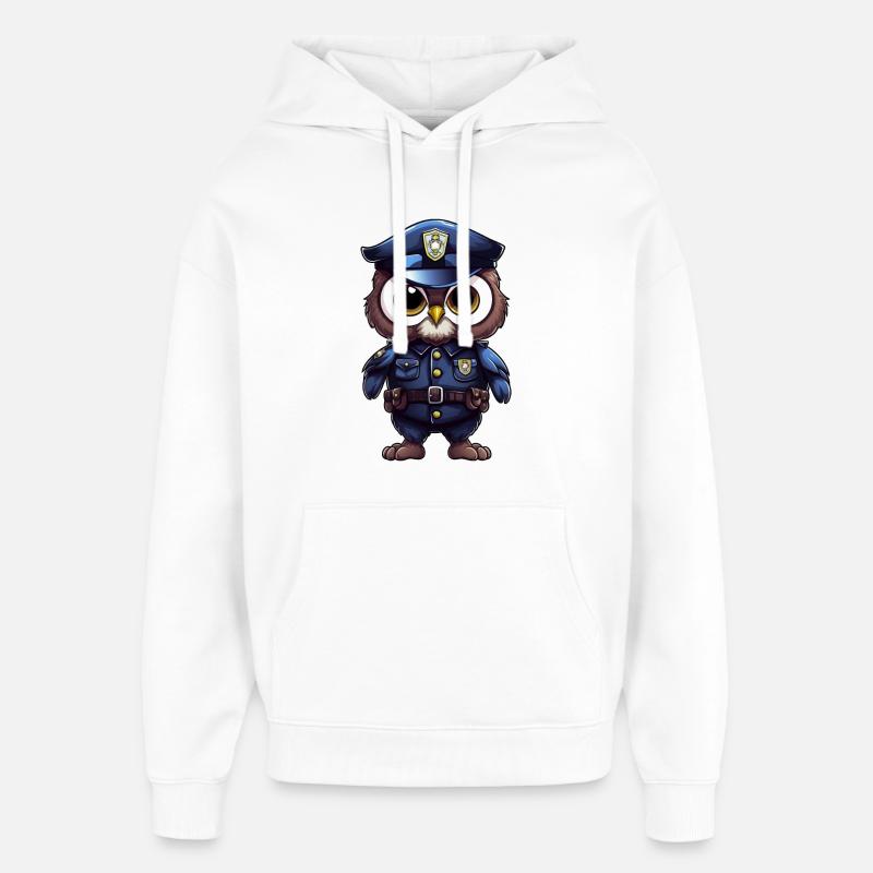Polizei Eule - Oversized Unisex Hoodie von Stanley/Stella - Weiß
