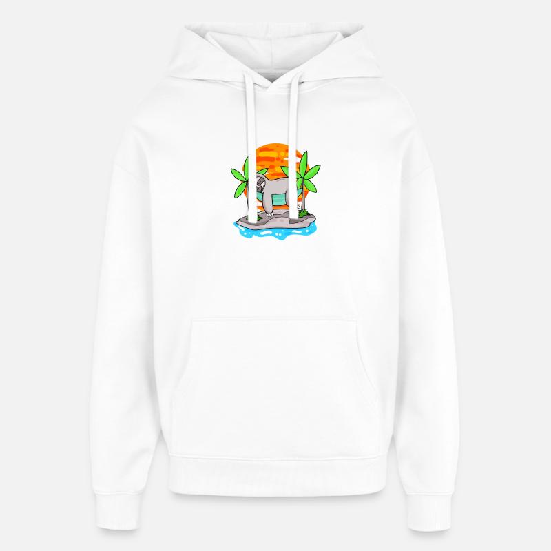 Sloth on the beach - Oversized Unisex Hoodie by Stanley/Stella - white