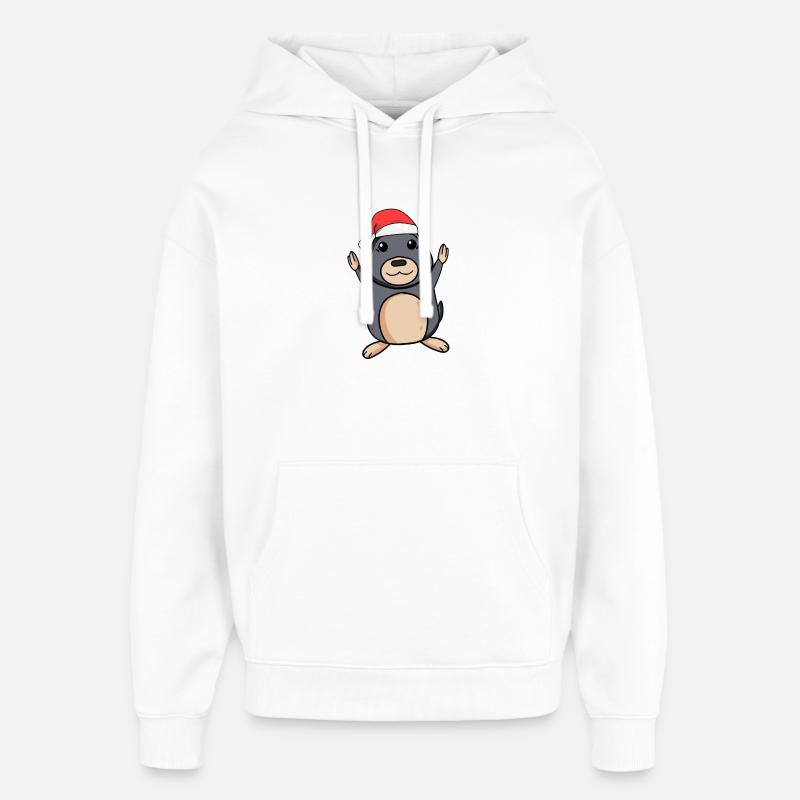 Taupe Noël - Sweat à capuche unisexe Stanley/Stella Oversized - blanc