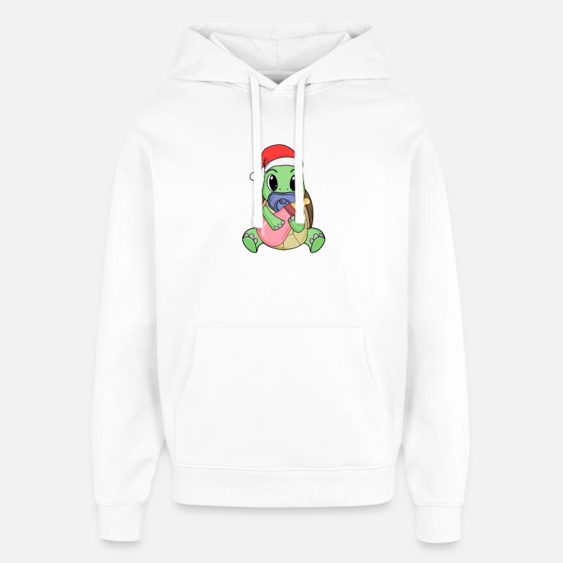 Tortue bébé Noël - Sweat à capuche unisexe Stanley/Stella Oversized - blanc