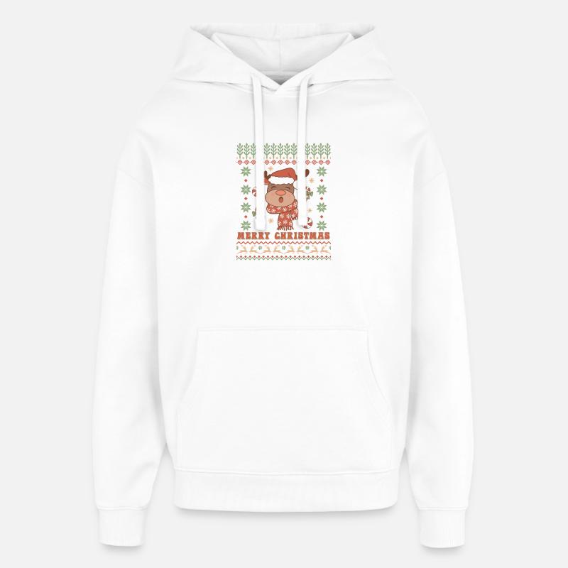 Pull de Noël moche - Sweat à capuche unisexe Stanley/Stella Oversized - blanc