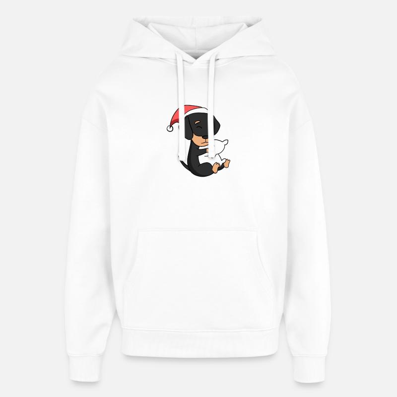 Teckel Chien Animal Noël - Sweat à capuche unisexe Stanley/Stella Oversized - blanc