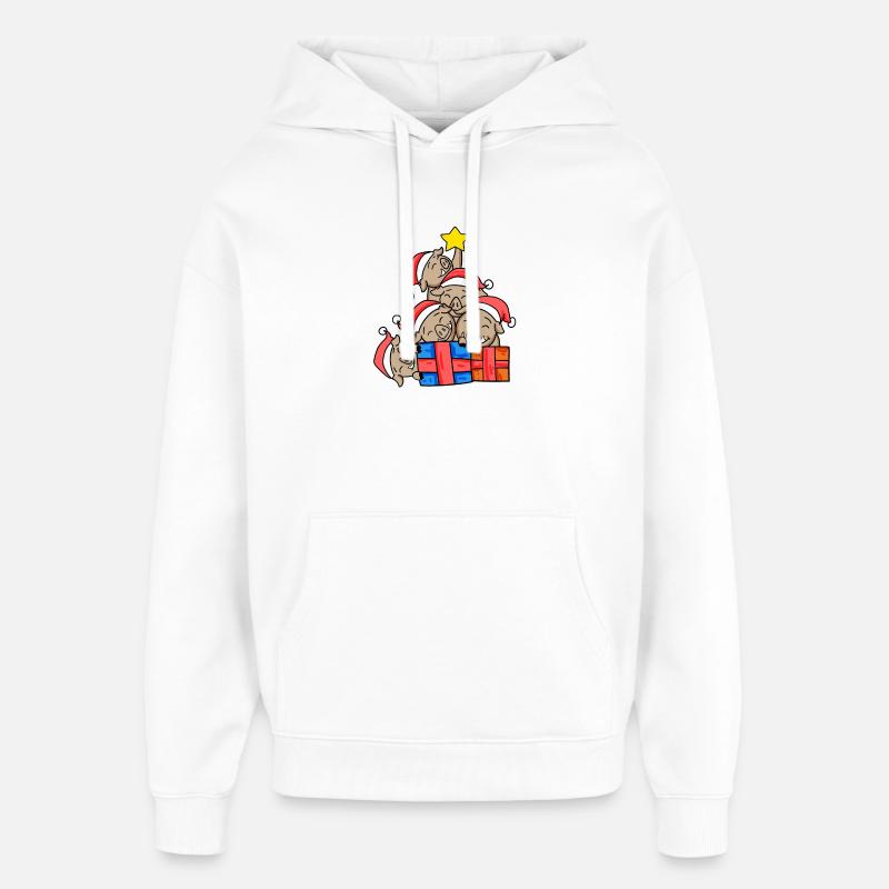 Arbre de Noël Sanglier Noël - Sweat à capuche unisexe Stanley/Stella Oversized - blanc