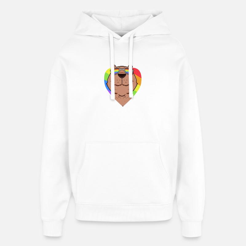 Capybara Capybara Rainbow - Oversized Unisex Hoodie by Stanley/Stella - white