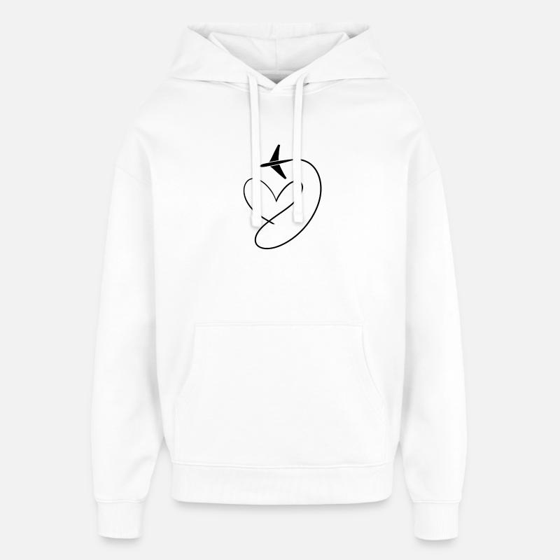 Avion Flyer avec coeur - Sweat à capuche unisexe Stanley/Stella Oversized - blanc